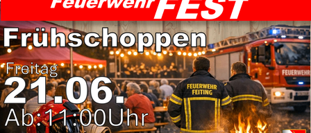 Feuerwehrfest in Feiting. Beginn um 13:00 Uhr, Messe um 10:30 Uhr. Grillen auf dem Platz.