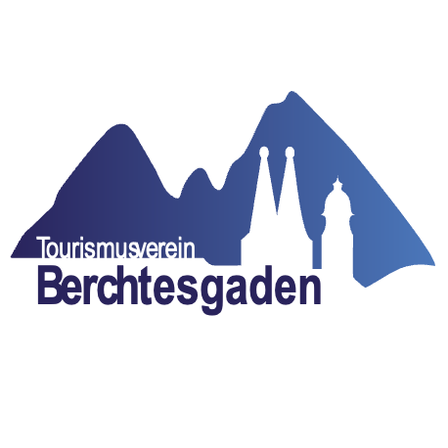 Das Logo des Tourismusvereins Berchtesgaden, mit einer Berg- und Burgsilhouette vor weißem Hintergrund.