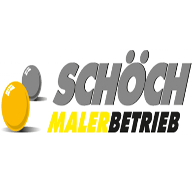 Das Logo für Schoch Malerbetrieb zeigt zwei graue und einen orangen Ball. Der Text ist fett und stilisiert.