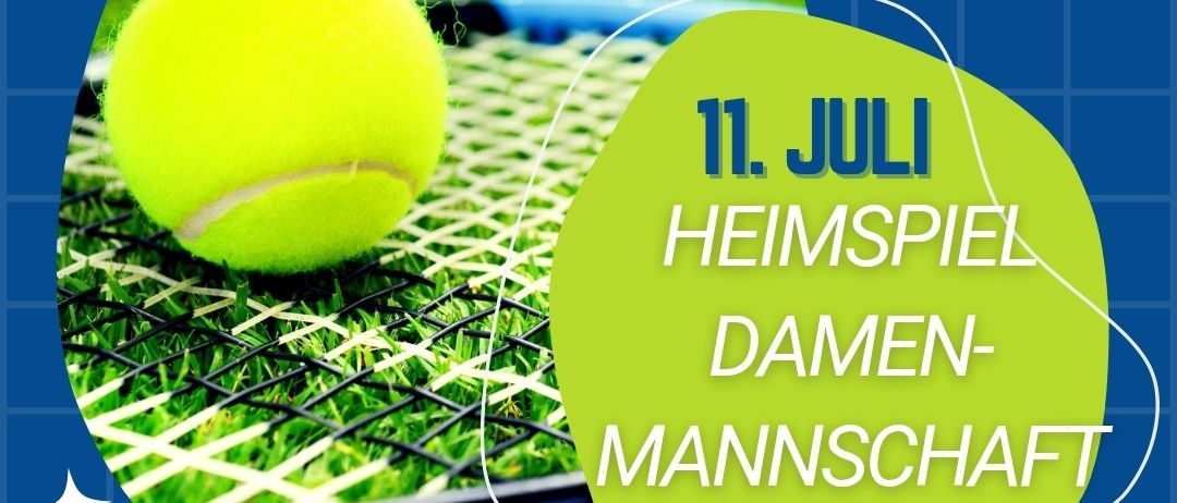 Tennisposter für den Tennisclub Edelbach. Ein Tennisball liegt auf dem Platz. Das Event ist am 11. Juli. Das Match ist um 16 Uhr gegen TC Hatzendorf.