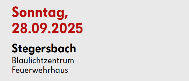Eine Werbung für eine Blutspende-Veranstaltung am 28.09.2025 in Stegersbach. Es zeigt einen QR-Code für die Buchung, eine Telefonnummer und eine Website für weitere Informationen.