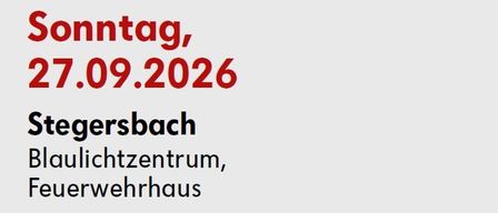 Ein Plakat für eine Blutspendeveranstaltung am Sonntag, 27.09.2026, im Blaulichtzentrum Stegersbach, Feuerwehrhaus. Die Veranstaltung läuft von 9:00 bis 12:00 und von 13:00 bis 15:00. Ein QR-Code ist für die Buchung verfügbar.