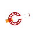 Das Bild zeigt das Logo für Tabak Trafik, mit einem roten umkreisten Zigarettensymbol und weißem Text.
