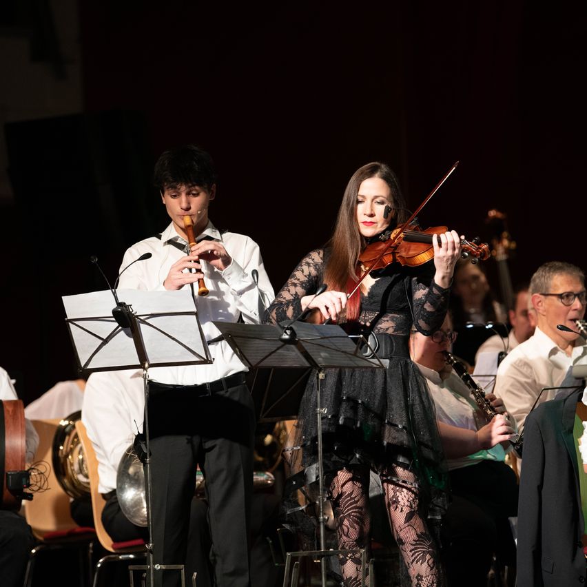 Bild enthält, Adult, Female, Person, Woman, Male, Man, Group Performance, Music Band, Concert, Violin