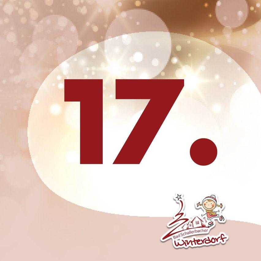 Ein Bild mit einer großen roten Nummer 17, einem kleinen Logo unten und einem verschwommenen Hintergrund mit Lichtern.