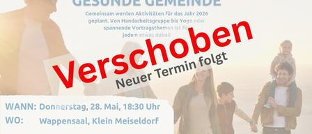 Eine Planungssitzung wird für Aktivitäten einer gesunden Gemeinschaft im Jahr 2026 angekündigt. Von Handarbeitsgruppen bis Yoga oder spannende Vortragsthemen ist für jeden etwas dabei. Neuer Termin folgt.