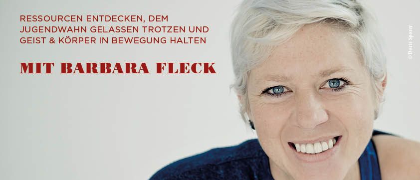 Plakat für die Vortragsreihe von Barbara Fleck über Lebensfreude im Alter. Termine sind 4., 25. März und 8. April 2026. Beginn: 18 Uhr.