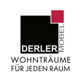 Das Logo von Derler Mobel, bestehend aus einem schwarzen Quadrat mit einem roten Quadrat obenauf, begleitet von dem Text 'Wohntraume fur jeden Raum'.