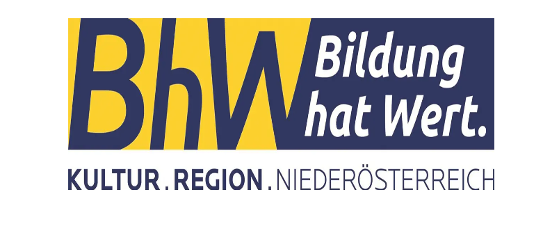 Das Logo für 'BhW Bildung hat Wert' mit der Region 'Kultur. Region. Niederosterreich' darunter.