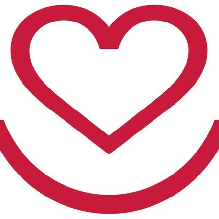 Ein rotes Herzsymbol mit einer gebogenen Linie darunter auf weißem Hintergrund.
