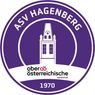 ASV Hagenberg logo with a white building and tower, and the text 'ASV Hagenberg' in white. Below, 'Oberosterreichische' and '1970' are written in white on a purple background.