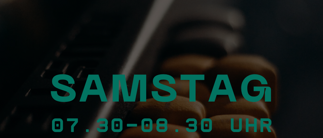 Eine Anzeige für ein Ganzkörper-Workout am Samstag von 7:30 bis 8:30 in Bad Fischau. Der Text ist in fetter grüner und oranger Schrift.