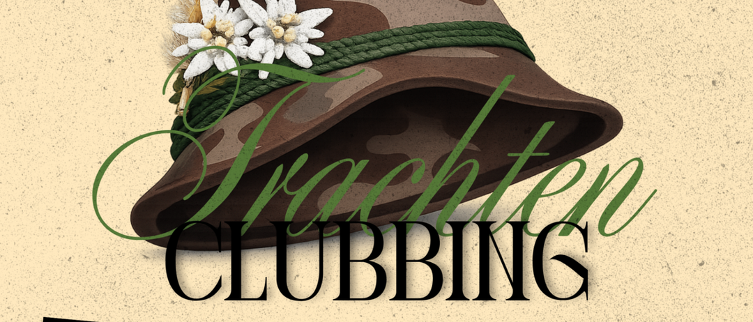 Ein Bild eines Tarnhuts mit Blumen und einer Feder. Der Hut heißt 'Trachtenclubbing'. Es ist eine Vor-Party-Veranstaltung, die von landjugend st.anna am aigen betrieben wird.