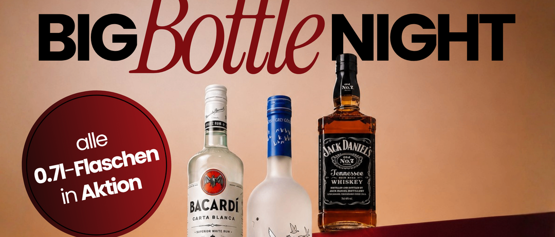An advertisement for a special event, featuring bottles of Bacardi, Grey Goose Vodka, and Jack Daniels Whiskey, with a red circle highlighting a discount offer.
