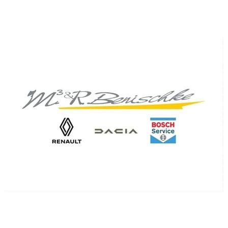Das Bild zeigt Logos für M&RBenschke, Dacia, Renault und Bosch Service auf weißem Hintergrund. Jedes Logo ist in einem anderen Stil dargestellt.
