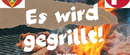 Plakat für ein Grillevent im Gasthof Kobald. Es findet am Donnerstag, 3. Juli und 7. August um 16 Uhr statt. Die Veranstaltung lädt Gäste zum Kommen ein.