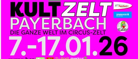 Plakat für die Payerbach-Veranstaltung mit verschiedenen Musikern und Bands, Datum und Uhrzeit. Höhepunkte sind Martin Witzmann, Christian Becker und Dennis Jale. Läuft vom 7. Januar bis 17. Januar.