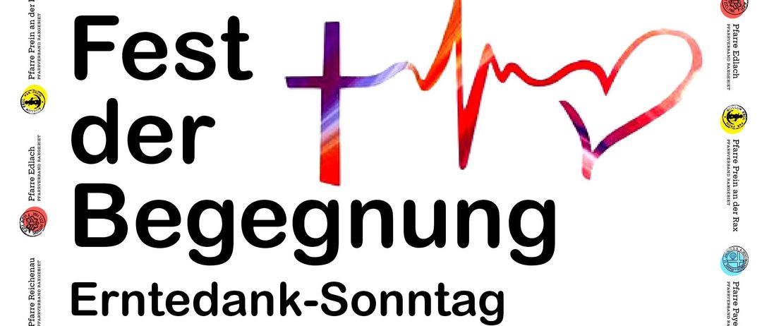 Plakat für Erntedank-Sonntag. Veranstaltung in Pfarrkirche Reichenau und Schloss Reichenau am 28. September. Beginn um 9:30 Uhr mit Musik von Prein/Payerbach, Volkstanzgruppe und Joachim Cailkl & Friends. Mit einem herzhaften Buffet und Kinderprogramm.
