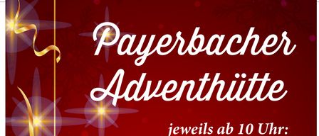 Ein roter Plakat bewirbt Adventveranstaltungen. Jeden Sonntag um 10 Uhr finden Veranstaltungen am 30.11, 7.12, 8.12, 14.12 und 21.12 statt. Am Freitag, 5.12, erscheinen Krampus und Nikolo um 16 Uhr. Am Mittwoch, 24.12, um 13 Uhr, gibt es ein Anzünden der Kerzen. Um 16 Uhr besucht das Christkind.