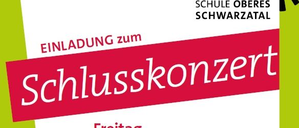 Ein Plakat lädt zum Schlusskonzert am Freitag, 29. Mai 2026 um 17:00 Uhr im Kulturschloss Reichenau ein. Es zeigt die Musikschule des oberen Schwarzatal. Der Eintritt ist frei.
