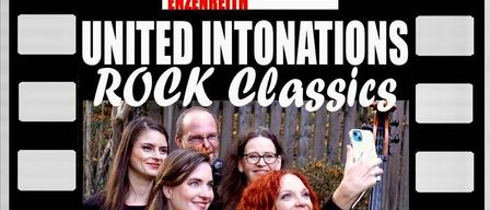 Poster for Rock Classics featuring four musicians. They are holding cellos and violins. The event is at Kulturhaus Enzenreith on Friday, April 24, 2026, at 20:00. Tickets cost 24 euros.