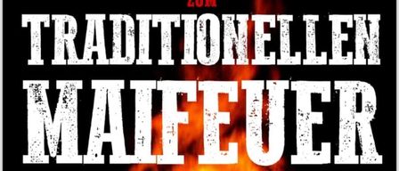 A poster for a traditional bonfire event. The date is April 30, at 19:00. The location is the fire station house.