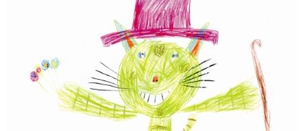 Eine gezeichnete Katze mit einem rosa Hut und einem Stock. Oben steht 'PAYERBACHER FERIENSPIEL'. Unten steht 'gezeichnet von Katharina Rodlhofer'.