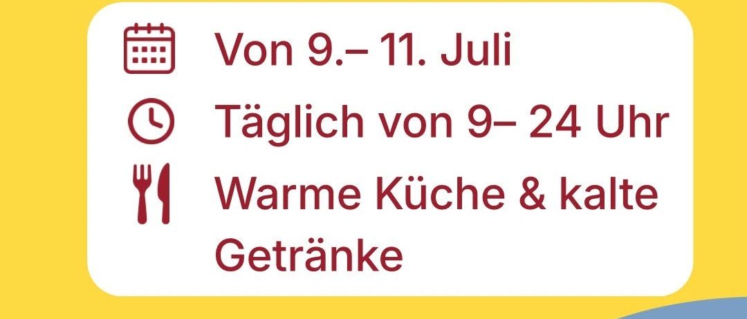 Öffentlicher Zugang vom 9. bis 11. Juli, täglich von 9 bis 24 Uhr. Warme Küche & kalte Getränke. Mehr Infos unter www.lala26.at oder @ffkueb auf Instagram.
