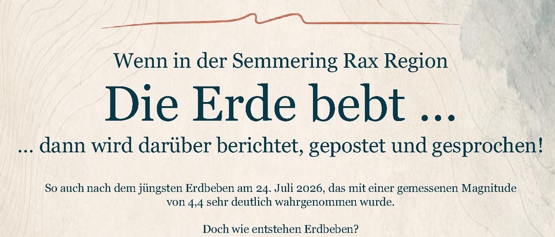 Plakat mit Bergen und Wellenmuster. Text: '...dann wird darüber berichtet, gepostet und gesprochen!' Datum: 04.11.2026 um 18:00. Kontaktinformationen enthalten.