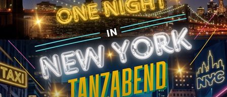 Event flyer for a dance night in New York theme with NYC skyline. It features event details like date and time and venue.