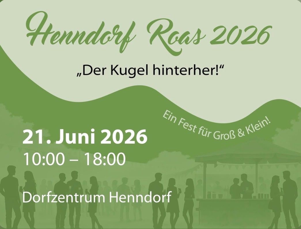 Event poster for Hennersdorf Roas 2026 on June 1st. The event runs from 00:00 to 18:00 at the Hennersdorf forzzentrum.