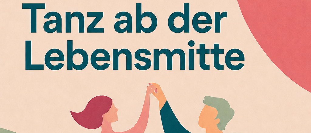 Eine Illustration eines tanzenden Mannes und einer Frau, mit dem Text 'Lebensmittel' und dem Datum '16. Oktober 2026' und der Zeit '14:00 Uhr'.