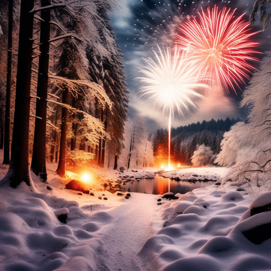 Bild enthält, Flare, Light, Outdoors, Nature, Scenery, Fir, Tree, Fireworks, Snow