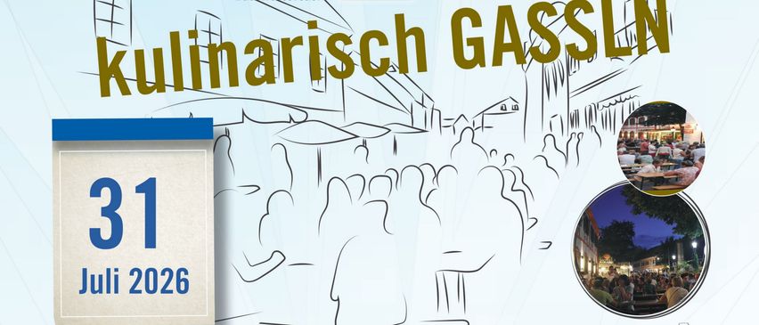 Ein Plakat für eine Veranstaltung am 31. Juli 2026 auf dem Hauptplatz in Bad Waltersdorf. Beinhaltet lokale Musiker, einen Aufruf für ein thematisches Taxi und eine Liste von Partnerunternehmen.