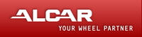 Ein roter Banner mit weißem Text lautet 'ALCAR Ihr Radpartner'. Das ALCAR-Logo ist in fetten weißen Buchstaben auf der linken Seite. Der Satz 'Ihr Radpartner' steht darunter in kleinerem weißen Text.