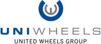 Ein blaues kreisförmiges Logo mit einem weißen 'W' in der Mitte, darüber steht 'UNI WHEELS', darunter 'UNITED WHEELS GROUP'.