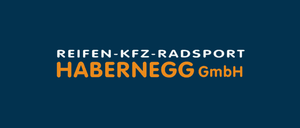 Das Logo von Reifen-Kfz-Radsport HabernegG GmbH ist auf blauem Hintergrund dargestellt. Der Firmenname ist in fetter, weißer Schrift geschrieben.
