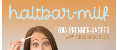 A smiling woman holds a bottle of Lydia Prenner-Kasper. She applies drops near her eyes. The image includes the website www.lydiaprennerkasper.com and ticket information.