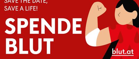 Blutspendetermin am Samstag, 20.06.2026 in Gloggnitzer Stadtsaal. Zeiten: 12:00-14:00, 15:00-17:00. QR-Code für Terminbuchung. Infos: blut.at - 0800/190190.