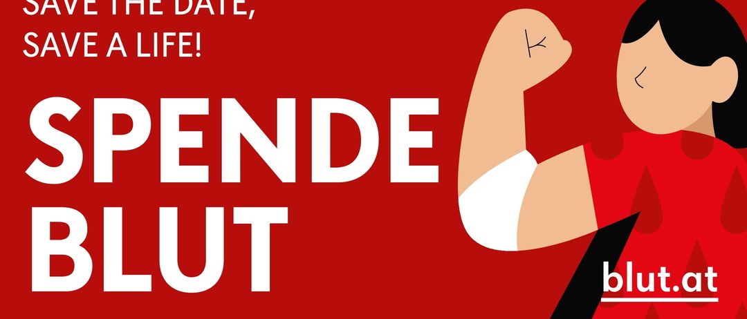 Blutspendetermin am Samstag, 20.06.2026 in Gloggnitzer Stadtsaal. Zeiten: 12:00-14:00, 15:00-17:00. QR-Code für Terminbuchung. Infos: blut.at - 0800/190190.