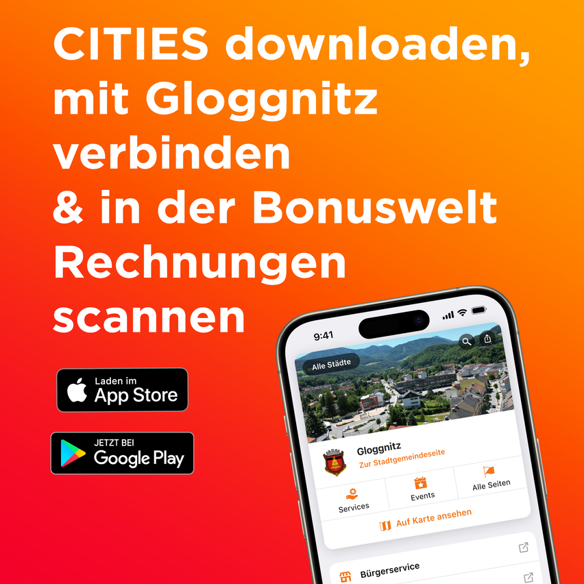 Eine Werbung für die CITYS App zeigt ein Smartphone mit geöffneter App, die ihre Funktionen hervorhebt, und ist im App Store und Google Play verfügbar.