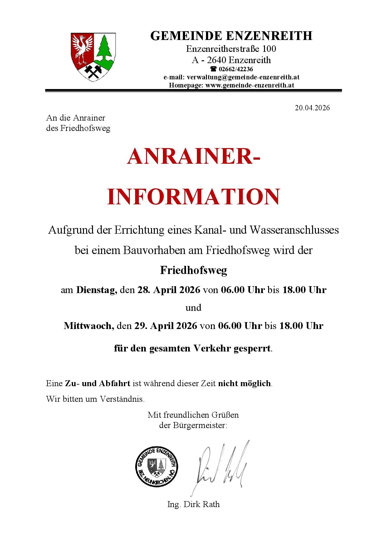 Anrainer-InfoKanalanschluss