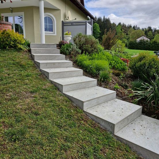 Bild enthält, Path, Building, Housing, Grass, Plant, Backyard, Outdoors, Yard, House, Staircase
