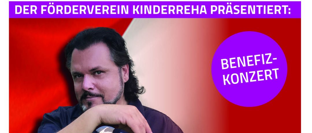 Ein Plakat für ein Benefizkonzert mit dem Musiker Werner Auer, mit Angaben zum Datum, zur Zeit und zum Ort.