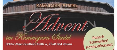 Plakat für das Advent-Event bei Kammgarn Stadel. Die Adresse ist in Deutsch angegeben.