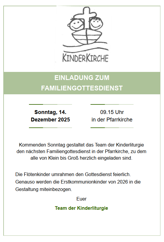 Familiengottesdienst14.12.2025