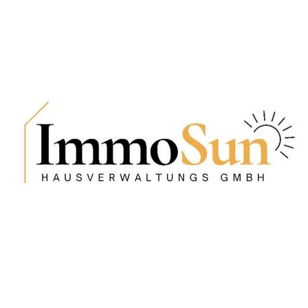 Das Logo für ImmoSun Hausverwaltungs GmbH, mit einem stilisierten Haus, einer Sonne und Strahlen. Der Name ist fett, während der Untertitel kleiner ist.