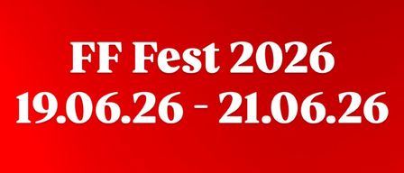 Das FF Fest 2026 ist vom 19. Juni 2026 bis 21. Juni 2026 geplant. Die Daten werden auf einem roten Hintergrund mit weißem Text angezeigt.
