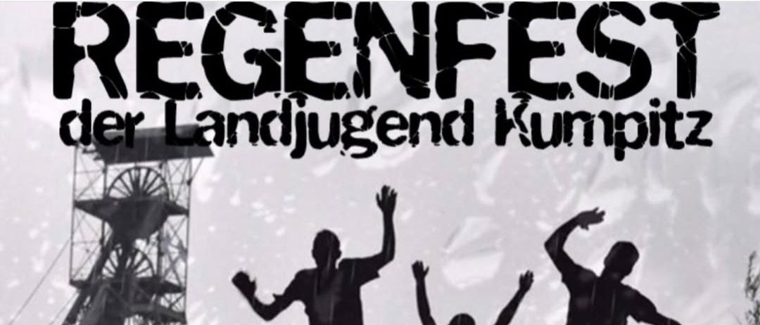 Plakat für das Montanmuseum Fohnsdorf-Event am 05.09.2026 um 20:30. Es zeigt Silhouetten von Menschen, die im Regen springen, mit einem Turm im Hintergrund. Die Veranstaltung beinhaltet Live-Musik und Disco. Das Logo von DJs vom Lond ist ebenfalls vorhanden.