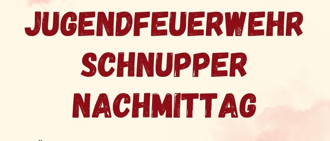 Plakat für eine Jugendfeuerwehr-Veranstaltung. Es zeigt ein Feuerwehrauto, Feuerwehrbilder und Kinder in Uniform. Die Veranstaltung findet am 25. April 2026 um 15:00 Uhr in Neudorf-Grosspersdorf statt.